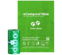 eCompostable Bolsas ecológicas compostables para excrementos de gatos, 15 unidades (1 rollo), sin perfume, a prueba de fugas, bolsas de basura compostables para perros y gatos, 23 x 33 cm, color verde