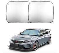 EcoNour 2 Piece Sunshade for Car Windshield | Durable 240T Polyester Car Windshield Shade Blocks UV Rays | Sun Protection for Front Window | Small (29 in*24 in)