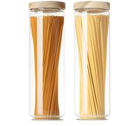 Econovo® Juego de tarros de cristal de borosilicato, apilables y herméticos, 1500 ml, para espaguetis y alimentos, grandes y pequeños, tarros de almacenamiento