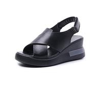 Ecoodisk Mujeres Sandalias Abiertas Tacones Altos de la Oficina de Verano Sandalias de Plataforma de Plataforma de Talla Grande Sandalias de Color sólido-black1,37