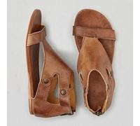 Ecoodisk Mujeres Sandalias Planas de Cuero Suave Mujeres Sandalias de Verano Casco Gladiator Sandalias Mujer - Yellow Brown - Talla 7.5