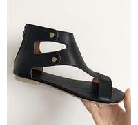 Ecoodisk Mujeres Sandalias Sandalias Planas de Cuero Suave Mujeres Mujeres de Talla de Talla de Color Peep Sandalias de Verano Casco Gladiator Sandalias Mujer