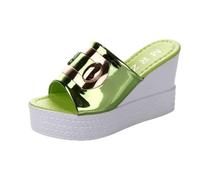 Ecoodisk Sandalias de cuña de plataforma sexy de verano para mujer, zapatos de tacón alto, color verde, 36