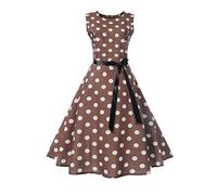 Ecoodisk Vestidos Vintage Retro Vintage de Estampado Floral informal-016 with Ribbon,XL