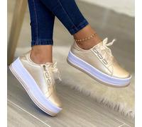 Ecoodisk Zapatillas de Deporte Femeninas de Tenis Zapatos Deportivos sin Deslizamiento Transpirables para Mujeres Plataforma de Punta Redonda Chaussure Calzado de Moda-Gold,39
