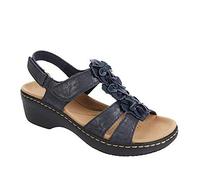 Ecoodisk Zapatos de mujer Verano Tallas grandes Sandalias de flor de punta redonda Sandalias de cuña Mujer Sandal-Azul,42