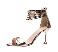 Ecoodisk Zapatos de tacón alto verano Nuevo tacón fino de techo abierto Sandalias de tacón alto moda femenina palabra salvaje con sandalias romanas