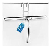 ecooe Rasqueta de Ducha de Acero Inoxidable, Rasquetas Limpiacristales para Ducha 31 cm con Gancho sin Taladrar y 2 Hoja de Silicona de Repuesto, Escobilla de Goma para Baño, Espejo, Azulejos