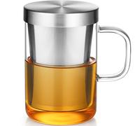 Ecooe - Taza de cristal con colador metálico para té (borosilicato, 450 ml)