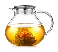 ecooe Tetera de Cristal 1400 ml con colador de Acero Inoxidable para Té Suelto Bolsa de Té con Aroma a Frutas y Té Floreciente