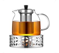 Ecooe - Tetera de Cristal Con Infusor de 1000 ml, Calentador de Acero Inoxidable 18/8, Infusor Extraíble Para Té Negro, Verde y Perfumado