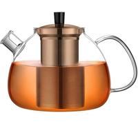 ecooe Tetera de Vidrio Bronce Tetera 1500ml con Colador de Acero Inoxidable Extraíble Jarra de Vidrio para Té Suelto Bolsita de Té con Aroma a Frutas y Té Floreciente Apto para Estufa