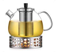 ecooe Tetera de vidrio para té 1500 ml con colador de acero inoxidable extraíble jarra de vidrio que se calienta en la estufa