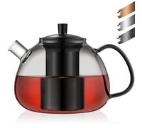 ecooe Tetera Hervidor Vidrio Borosilicato, 1500 ml, con Colador Acero Inoxidable 18/8 Extraíble, Resistente al Calor, para Té Negro, Té Verde, Té de Frutas, Té Perfumado