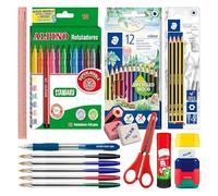 EcoPack 40 Mix - Pack Ahorro Completo con Material Escolar de Primeras Marcas