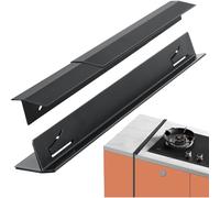 Ecopandy 2 piezas de placa de cocina, cubierta de acero inoxidable Stove Gap para placas de cocina de 0,79 pulgadas de ancho y longitud ajustable de 13,8 pulgadas a 27,5 pulgadas, sella líquidos