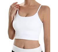 ECOPARTY Sujetadores deportivos para mujer, de secado rápido, acolchados, sin varillas, para entrenamiento, lindas camisetas sin mangas, camisola, yoga, fitness, correr, gimnasio, Blanco, Medium