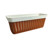 Ecoplast | Balconetta Kreta 40 cm, Jardinera de Exterior de plástico, Jardinera de balcón, Terracota y Blanco, 39 x 16 x 15, Made in Italy