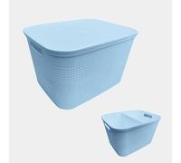 Ecoplast | Contenedor multiusos lavanda pequeño con tapa y separador - Caja organizadora que ahorra espacio para armarios, despachos y oficinas
