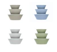 Ecoplast Dorica - Trío de ensaladera de plástico con tapa, gris gris/hielo/verde/azul, u