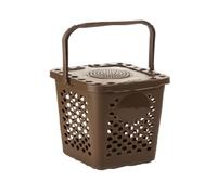 Ecoplast Ecoplus - Cubo de basura marrón perforado para húmedo de 7 litros - Cubo ventilado antiolores de 7 litros para cocina, baño y oficina - Cesta ahorra espacio de plástico resistente - Made in