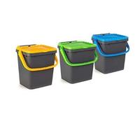 Ecoplast ECP35-Set de 3 Cubos de Basura Cerrados EcoPlus para Recogida diferenciada ecológica, 35 litros, Multicolor, 43 x 36 x 43,5 cm