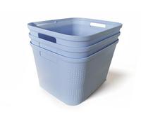 Ecoplast | Juego de 3 recipientes multiusos lavanda mediana sin tapa - Caja organizadora que ahorra espacio para armarios, cajones, oficinas y almacenes