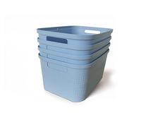 Ecoplast | Juego de 4 recipientes multiusos lavanda mediana sin tapa - Caja organizadora que ahorra espacio para armarios, cajones, oficinas y almacenes