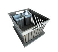 Ecoplast | Kit de 3 Piezas Doga, Bandeja con Tapa, dosificador de jabón, portacepillos, Color Capuchino, Fabricado en Italia