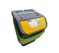 Ecoplast | Trío de cubos de basura para recogida selectiva 35 l, colores surtidos amarillo/verde/azul, 38 x 36,5 x 45 cm, fabricado en Italia