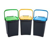 Ecoplast Tris de cubos de basura para recogida selectiva 50 l, colores surtidos amarillo/verde/azul, 43 x 41 x 54,4, fabricado en Italia