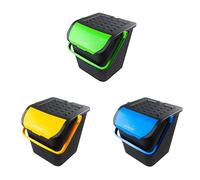 Ecoplast, Tris Tris - Cubo de basura para recogida separada, con doble apertura, flexible, indeformable y apilable, resistente a todas las temperaturas, para interior y exterior, 28 L, fabricado en