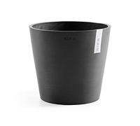 Ecopots Amsterdam - Maceta redonda duradera y moderna para interiores y exteriores, con base reciclada, color gris oscuro, 10 pulgadas