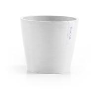 Ecopots Amsterdam Modern Round Recycled Plastic Planter Flower Pot w/Water Reservoir Pure White 8