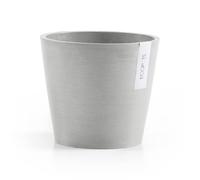 Ecopots Amsterdam Modern Round Recycled Plastic Planter Flower Pot w/Water Reservoir White Grey 8