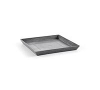 Ecopots Modern Recycled Plastic Square Flower Pot Planter Saucer - Grey Finish - 16.9"""" D x 1.4"""" H