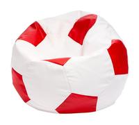 Ecopuf Fútbol XL | Reposapiés y sillón de Juego en imitación de Cuero - Ideal para salón e Infantil - 105x80 cm - Rojo E6