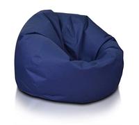Ecopuf - Puf Puf Azul tamaño L - Sentarse en Interiores y Exteriores - Puff de Tejido Resistente a Las roturas e Impermeable - Relleno de Bolitas de poliestireno - Tamaño 95 x 65 cm