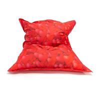 Ecopuf Puf sillón saco | Puf cojín de poliéster impermeable con diseño de corazones Dim 170 x 135 cm | Puf cojín de suelo | Sillón saco de exterior acolchado perlas de poliestireno EPS