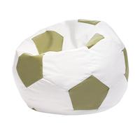 Ecopuf | Puff Poltrona Sacco a Forma di Palla da Calcio in Ecopelle Taglia XL - Pouf a Sacco con imbottitura - Pouf Poltrona con Doppia Zip - Dim 105x80