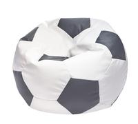 Ecopuf | Puff Poltrona Sacco a Forma di Palla da Calcio in Ecopelle Taglia XL - Pouf a Sacco con imbottitura - Pouf Poltrona con Doppia Zip - Dim 105x80