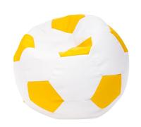 Ecopuf | Puff Poltrona Sacco a Forma di Palla da Calcio in Ecopelle Taglia XL - Pouf a Sacco con imbottitura - Pouf Poltrona con Doppia Zip - Dim 105x80