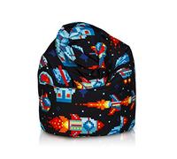 Ecopuf Saco L moderno - Puf de diseño Puff de poliéster impermeable para decoración de jardín para exterior e interior Dim. 110 x 70 cm, relleno con perlas de poliestireno expandido.