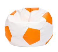 Ecopuf | Sillón Puff en Piel de Faux Forma de Fútbol Tamaño M - con Acolchado - con Doble Cremallera - Puf Niños Tamaño 65x45