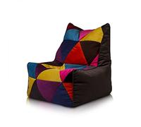 Ecopuf Solid - Puf saco con relleno asiento suave de microfibra diseño patchwork con doble cremallera antipérdida Din 75 x 75 cm