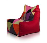 Ecopuf Solid - Puf saco con relleno asiento suave de microfibra diseño patchwork con doble cremallera antipérdida Din 75 x 75 cm