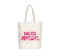 Ecoright Shopping Bag, Cotton Fabric Bag, Printed with Zip, Robust Carry Bag with Handle, Fabric Bag for Women, Utility(Pack of 10)