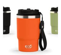 ECOROOTS Thunder - Botella Térmica 470 ml con Tapa 3 en 1 y Pajita | Termo Agua Acero Inox. Sin BPA | Vaso Café para Llevar a Oficina, Viajes, Deporte y Naturaleza | Apto Lavavajillas (NARANJA MARS)