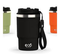 ECOROOTS Thunder - Termo Botella 470 ml | Taza Café Acero Inox. Sin BPA | Tapa 3 en 1 Antigoteo y Pajita | Termo de Café, Agua Fría y Más | Resistente, Funcional, Ideal para Regalo (NEGRO ANTRACITA)