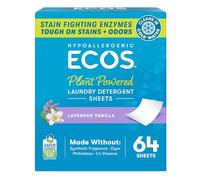 ECOS Hojas de detergente para ropa veganas, sin jarra de plástico, sin ensuciar y sin líquidos, sábanas para lavandería en lavadora, hipoalergénicas, hojas de detergente para ropa alimentadas por